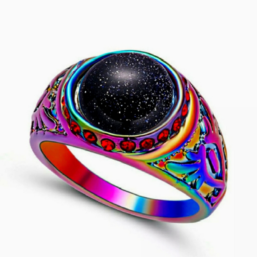 New Sunstone Sun Sitara Rainbow Hematite Ring.